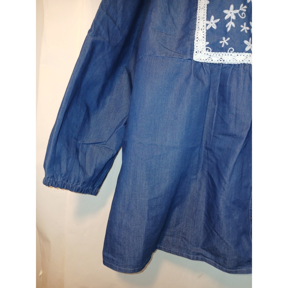 NEW Woman Within Maternity Jean Shirt Blouse Embroidered 100% Cotton SZ 3X  D142 - Picture 6 of 8